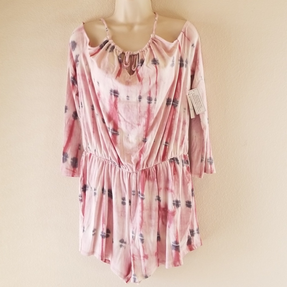Belle Sky Multi-color Tie Dye Cold Shoulder Romper